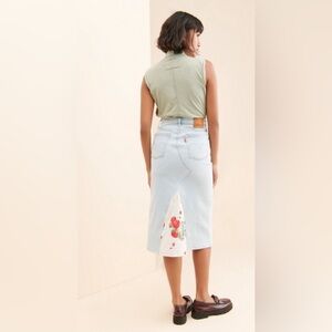 New Levi’s Premium X Carleen Upcycled Denim Patchwork Insert Skirt Light Wash 26